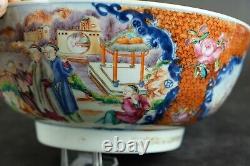 Fine large antique chinese porcelain mandarin punch bowl 18th C court scene