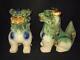 Foo Dogs, Colorful Large Porcelain Figurines, 9 By 6 By 10 Tall