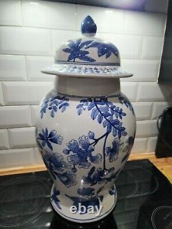 Ginger Jar Blue and White Oriental Urn Temple Jar Chinese Extra Large Prop