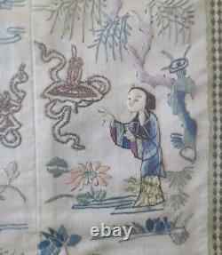 Great Large Antique Chinese Qing 19th C Silk Embroidery Sleeve 26 1875