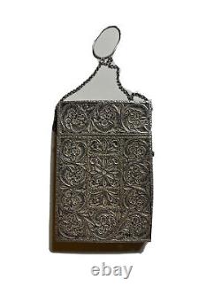 Heavy And Large Antique Chinese Export Silver Cigarette / Card Holder