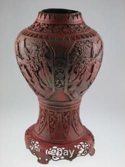 Impressive 19th Century Large Chinese Cinnabar Lacquer Mounted Vase
