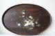 Japanese Chinese Wooden Carved Inlay Bronze & Mother Of Pearl Large Plate Tray