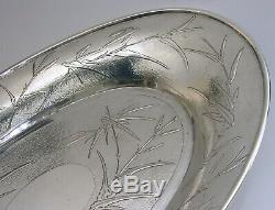 LARGE 13 INCH CHINESE EXPORT SOLID SILVER BOWL c1910 ANTIQUE 458g
