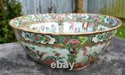LARGE 37cm ANTIQUE 19thC CHINESE CANTON FAMILLE ROSE PUNCH BOWL