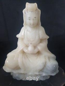 LARGE ANTIQUE CHINESE QING Kwan-Yin Guan Yin Goddess Statue. HEAVY