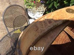 LARGE ANTIQUE CHINESE RICE LOG Basket ETC WOVEN Wicker Wooden Handles