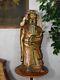 Large Antique Oriental Chinese Carved Gilded Wood Figure 66cm High