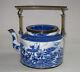 Large Antique Chinese Blue & White Porcelain Tea Pot Kettle Admiral Zheng He