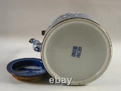 LARGE Antique CHINESE BLUE & WHITE Porcelain Tea Pot Kettle Admiral Zheng He