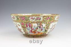LARGE Antique Chinese Export Famille Rose Porcelain Punch Bowl 18thC QIANLONG