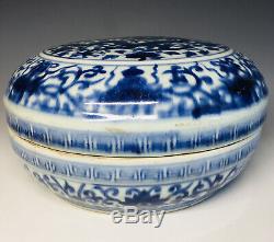 LARGE Antique Chinese Wanli Blue and White Porcelain Dragon Fruit Box