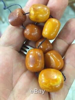 LARGE Antique Natural Egg Yolk Chinese Amber Baltic Amber Beads Bead 20.55g