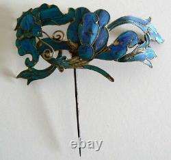 LARGE Qing Dynasty Kingfisher feather Hair Pin Antique VINTAGE Chinese