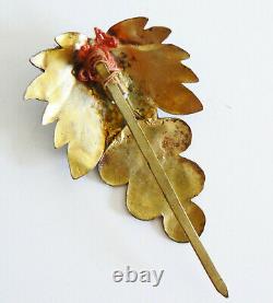 LARGE Qing Dynasty Kingfisher feather Hair Pin Chinese Coral Tian-tsui
