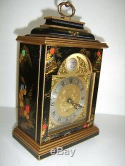 LARGE SIZE ELLIOTT Of LONDON Chinoiserie Bracket Mantel Clock Wind Up Japanned