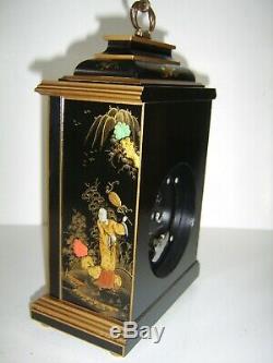 LARGE SIZE ELLIOTT Of LONDON Chinoiserie Bracket Mantel Clock Wind Up Japanned