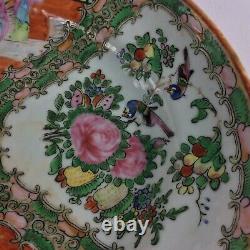 Large 11in Antique Chinese Qing Serving Platter Famille Rose Canton Medallion