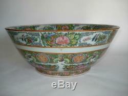 Large 14.5 Antique Chinese Export Porcelain Punch Bowl Famille Rose 1890
