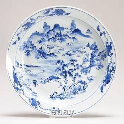 Large 17c Antique Chinese Porcelain Master of the Rocks Dish Early Kangxi Period