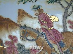 Large 18 Inches Chinese Gilt Porcelain Plate Charger Dish Hunting Scene