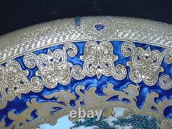 Large 18 Inches Chinese Gilt Porcelain Plate Charger Dish Hunting Scene