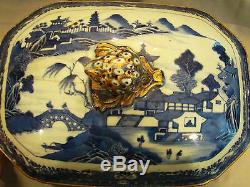 Large 18th Century Antique Chinese Export Octagonal Nanking Covered Tureen
