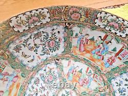 Large 1920 15 Antique Chinese Rose Medallion Porcelain Punch Bowl