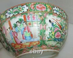 Large 19th Century Chinese Export Famille Rose Medallion Porcelain Punch Bowl