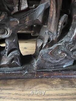 Large 19th Century Chinese Hand Carved Wood Panel