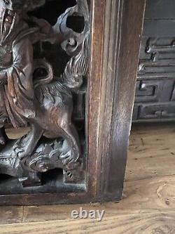 Large 19th Century Chinese Hand Carved Wood Panel