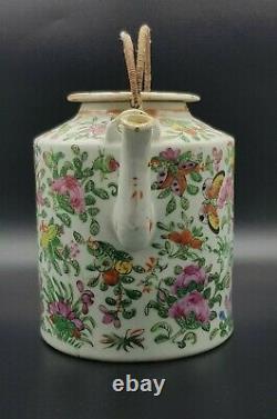 Large 19th Century Hand Painted Chinese Famille Rose Teapot