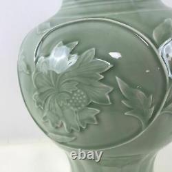 Large 21.5 Tall Chinese Porcelain Celadon Glaze Vase