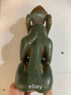Large 8.3 Inches Antique Chinese HeTian Jade HongShan Figure Statue