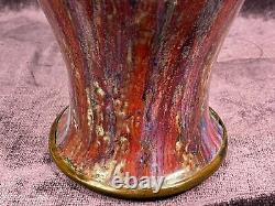 Large Antique 18/19C Chinese flambe red glaze porcelain vase 17.25 h marked