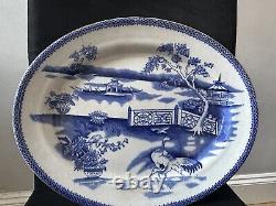 Large Antique 18th C Canton Chinese Export Blue & White Porcelain Dish