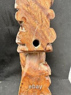 Large Antique 19th Cent Chinese Carved Wooden Temple Beast Panel