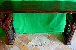 Large Antique 19th Century Chinese / Tibetan Carved Hardwood Altar Table, c1890