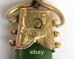 Large Antique 9ct Rose Gold / Chinese Natural Nephrite Jade Pendant / Circa 1910