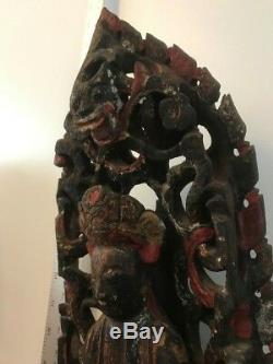 Large Antique Asian / Chinese / Oriental Wooden Buddha Statue /Carving