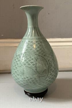 Large? Antique Celadon Cracke Glazed Vase