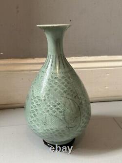 Large? Antique Celadon Cracke Glazed Vase