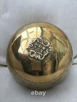 Large Antique Chinese Brass Charger Bowl. Engraved. Very Good Condition