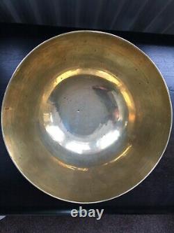 Large Antique Chinese Brass Charger Bowl. Engraved. Very Good Condition