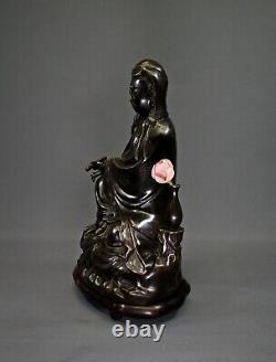 Large Antique Chinese Bronze Guanyin Goddess Of Mercy