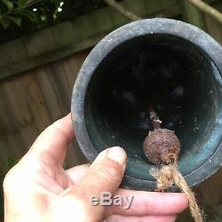 Large Antique Chinese Bronze Prayer Bell With Verses