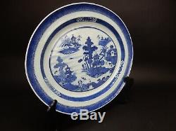 Large Antique Chinese Canton Blue and white platter 19th century 18 inches