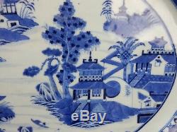 Large Antique Chinese Canton Blue and white platter 19th century 18 inches