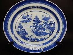 Large Antique Chinese Canton Blue and white platter 19th century 18 inches