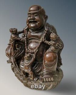 Large Antique Chinese Carved Hardwood Buddha